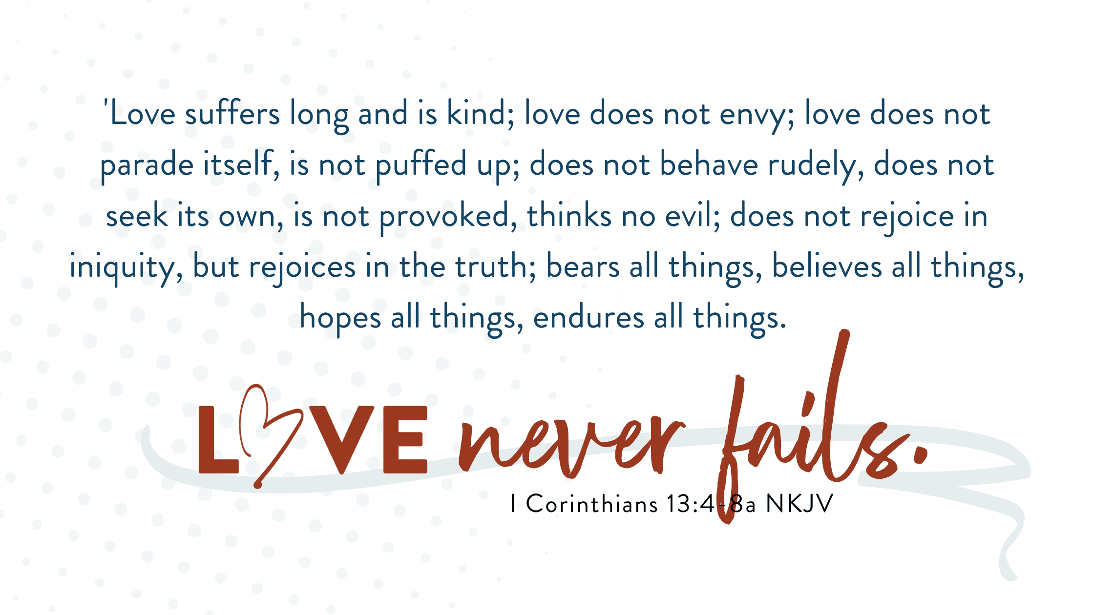 Love never fails Blessings of Hope could do all the things we do every day, but if we did things for any reason other than LOVE we would just be running around, making a lot of noise. The value of feeding the hungry and blessing the hopeless is increased exponentially by the love of God and the power of His presence in every phase. Those who schedule volunteers, who unload and reload trucks, who sort and organize and catalog and administrate, all do what they do for the love of Christ and spreading His Word. Likewise, those who give, give to be an intricate part of blessing and serving and loving others in the best way possible. Love is our motivation and love changes everything.</p>
<p>Loving,<br />
Blessings of Hope<br />