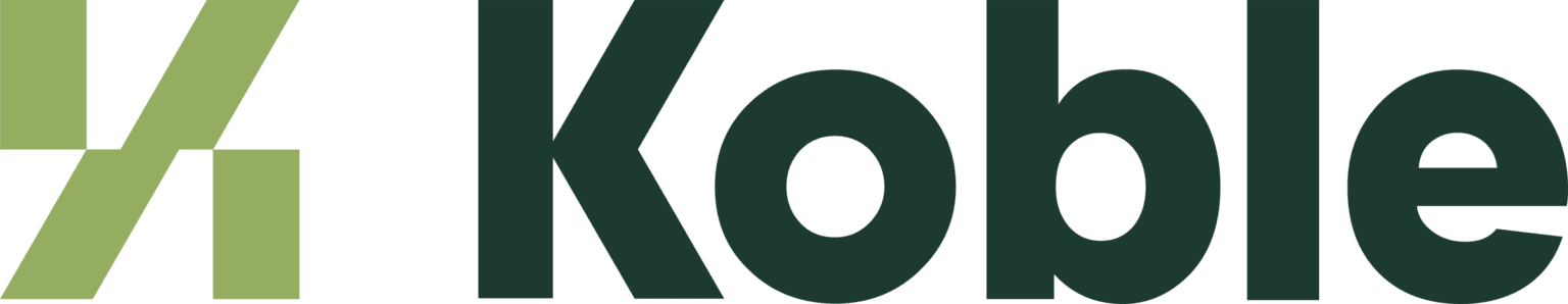 Logo of Koble, featuring a modern design with green and dark green colors, symbolizing innovation and sustainability in business solutions.