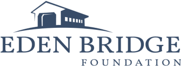 Eden Bridge Foundation logo featuring a stylized house icon and the foundation's name in an elegant font, representing community support and charitable initiatives.